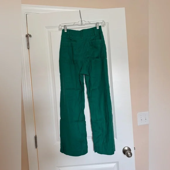 Colette cropped Green linen Wide-Leg Pants - Picture 5 of 5